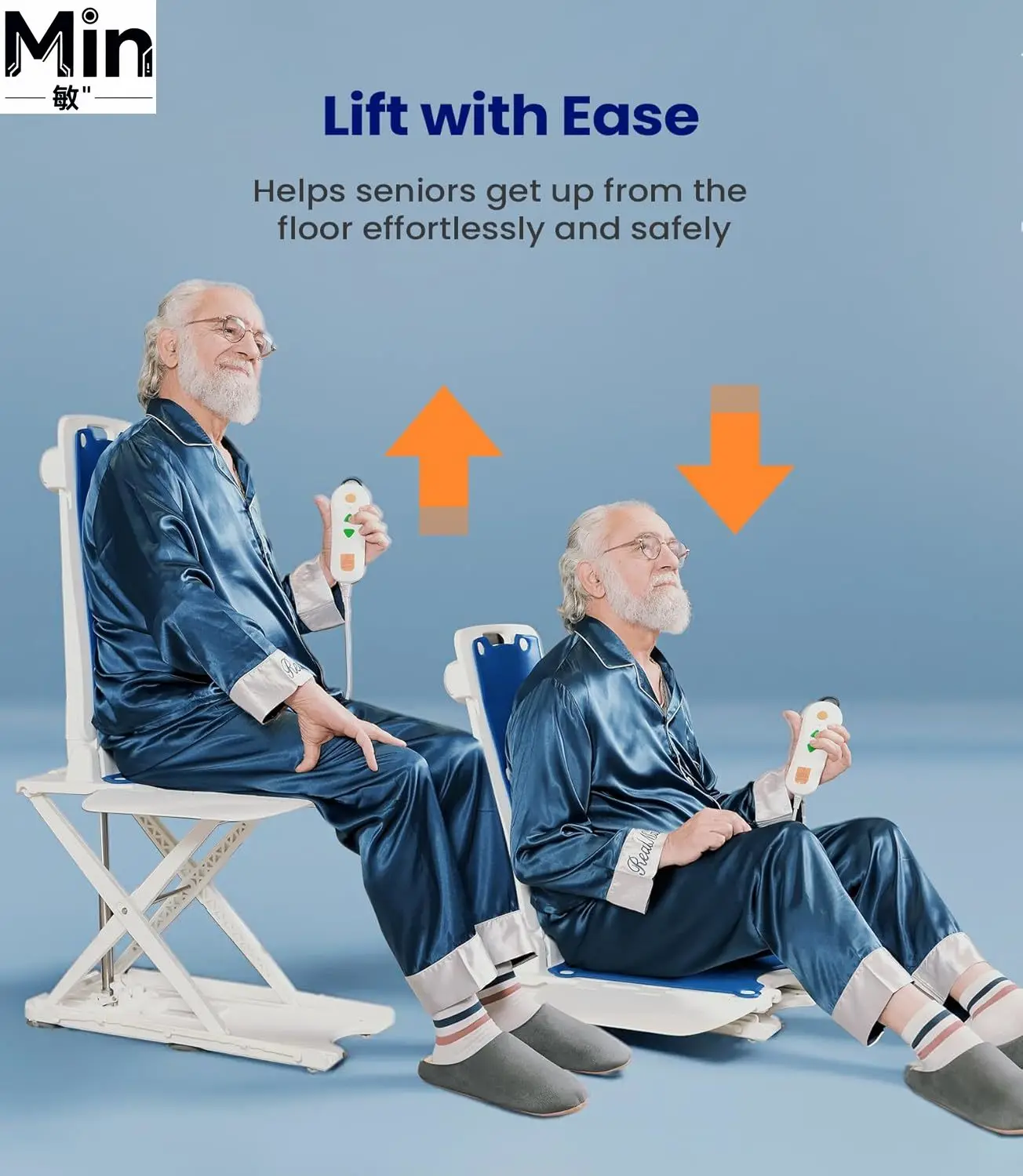 Lightweight Remote Control Floor Lift Chair Lift Fall Assist Device with Waterproof Suction Cups for Elderly