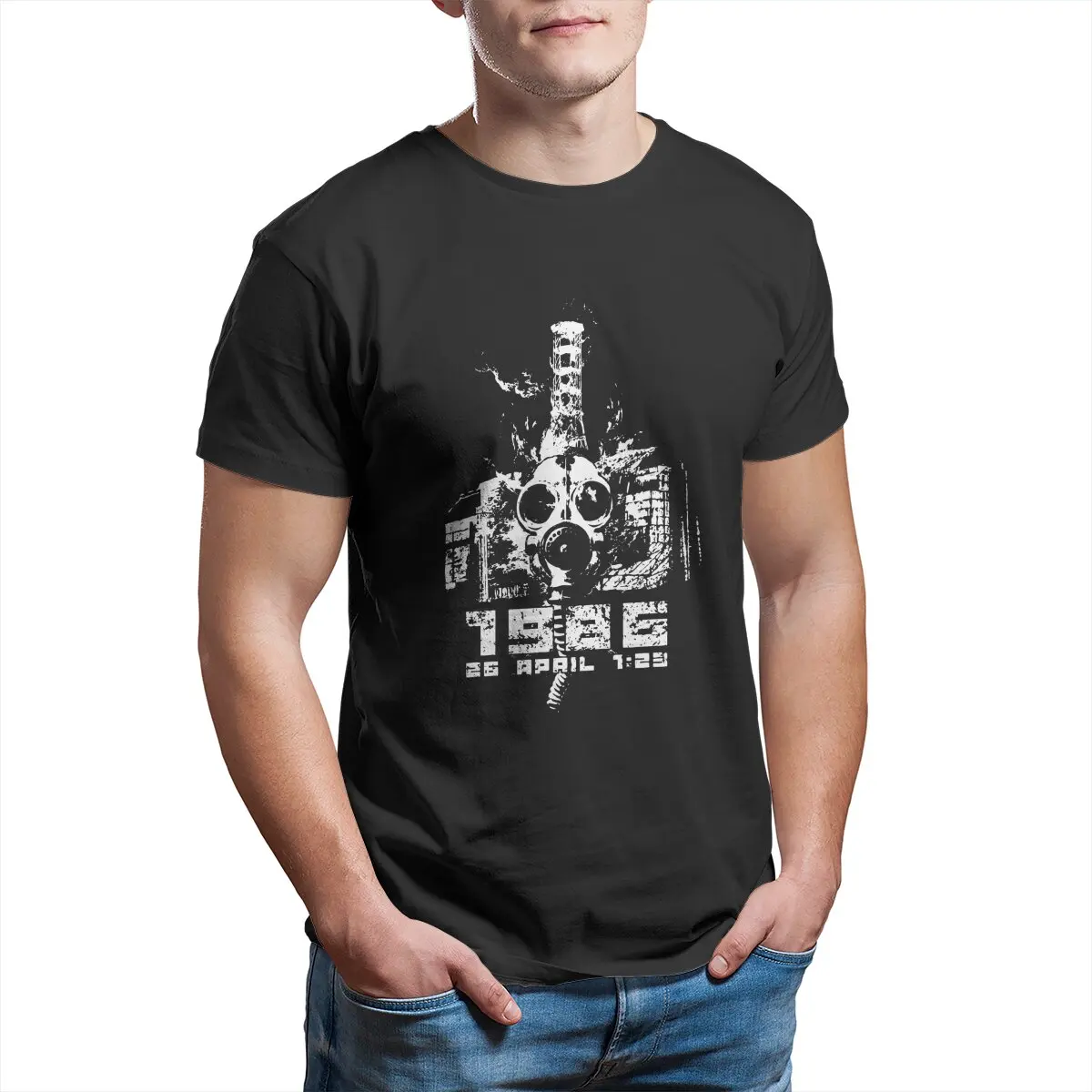 

1986 Tribute Chernobyl gas mask radiation atomic explosion toxic T-Shirt for Men plus size 100% Cotton designer t shirt men