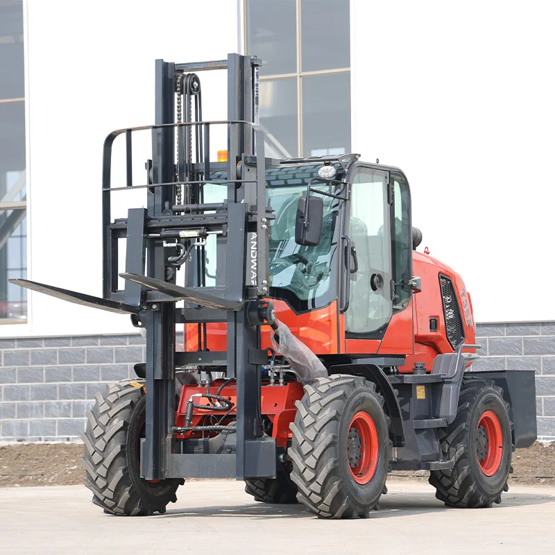 Bestseller Strong Power All Terrain Forklift 5000 KG High Quality 4WD Hydraulic Lift Forklift 3 Ton Small Forklift CE Customized