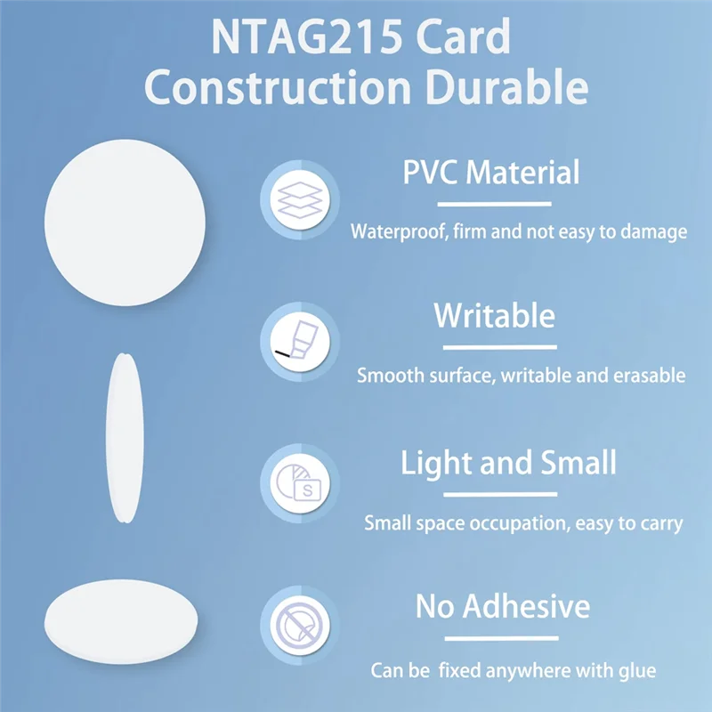 علامات بطاقة NFC الذكية NTAG215 50 قطعة ملصقات NFC 215 رقاقة مع ظهر لاصق للأجهزة التي تدعم Tagmo وNFC #5