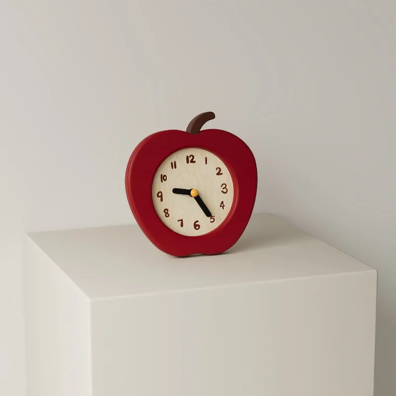 Simple Living Room Table Clocks Apple-shaped Bedroom Desktop Clocks Luxury Miniature Aesthetic Desk Clock Creative Home Decor