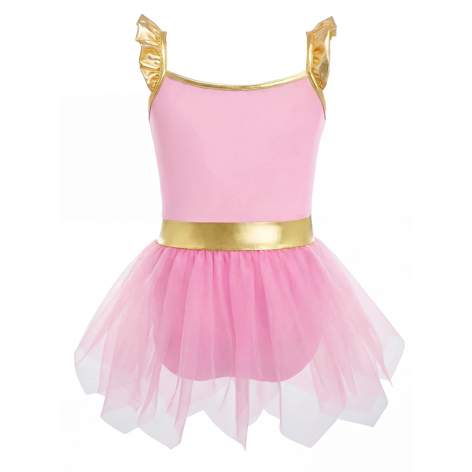 Costume da bagno intero da bambina stile principessa con maniche a volant, gonna in rete con fiore 3D rimovibile, body da bagno, costume da surf, vestito da spiaggia