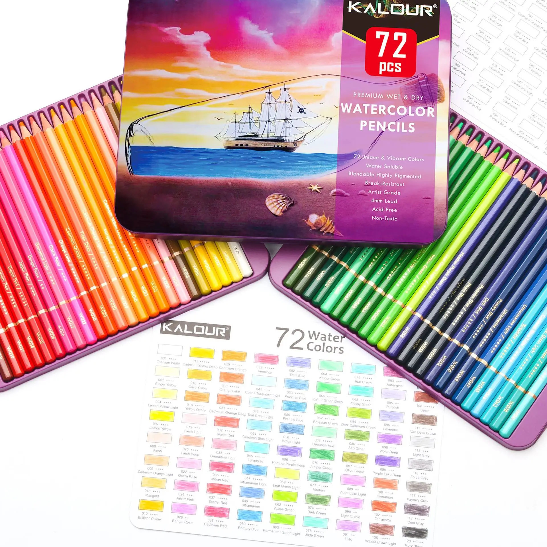 

72 Professional Colors Watercolor Pencils Graffiti Coloring Brush Color Lead Set Water Soluble Pencil For Kids Adults Beginner