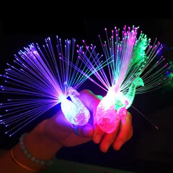 5PCS LED Finger Light Flashing Finger Peacock Fiber Optic Light Glowing Peacock Open Screen Optic Light Kids Luminous Toys