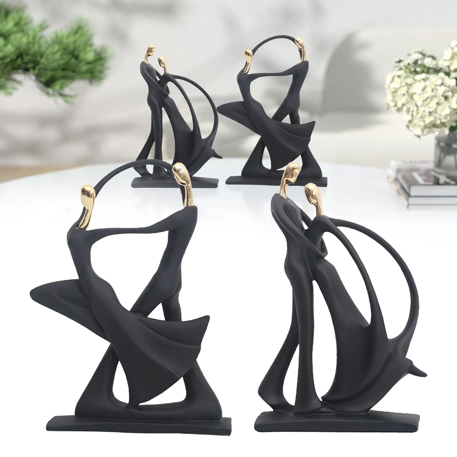 

Nordic Art Embracing Couple Sculpture Abstract Dancing Couple Resin Figure Desktop Bookshelf Ornaments Home Decor Accessories