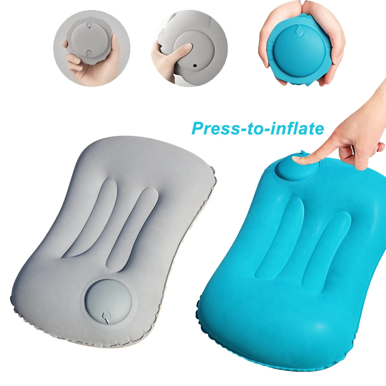 1PC Automatic press - to - inflate pillow, a bright - colored, foldable and portable pillow suitable for camping and traveling.