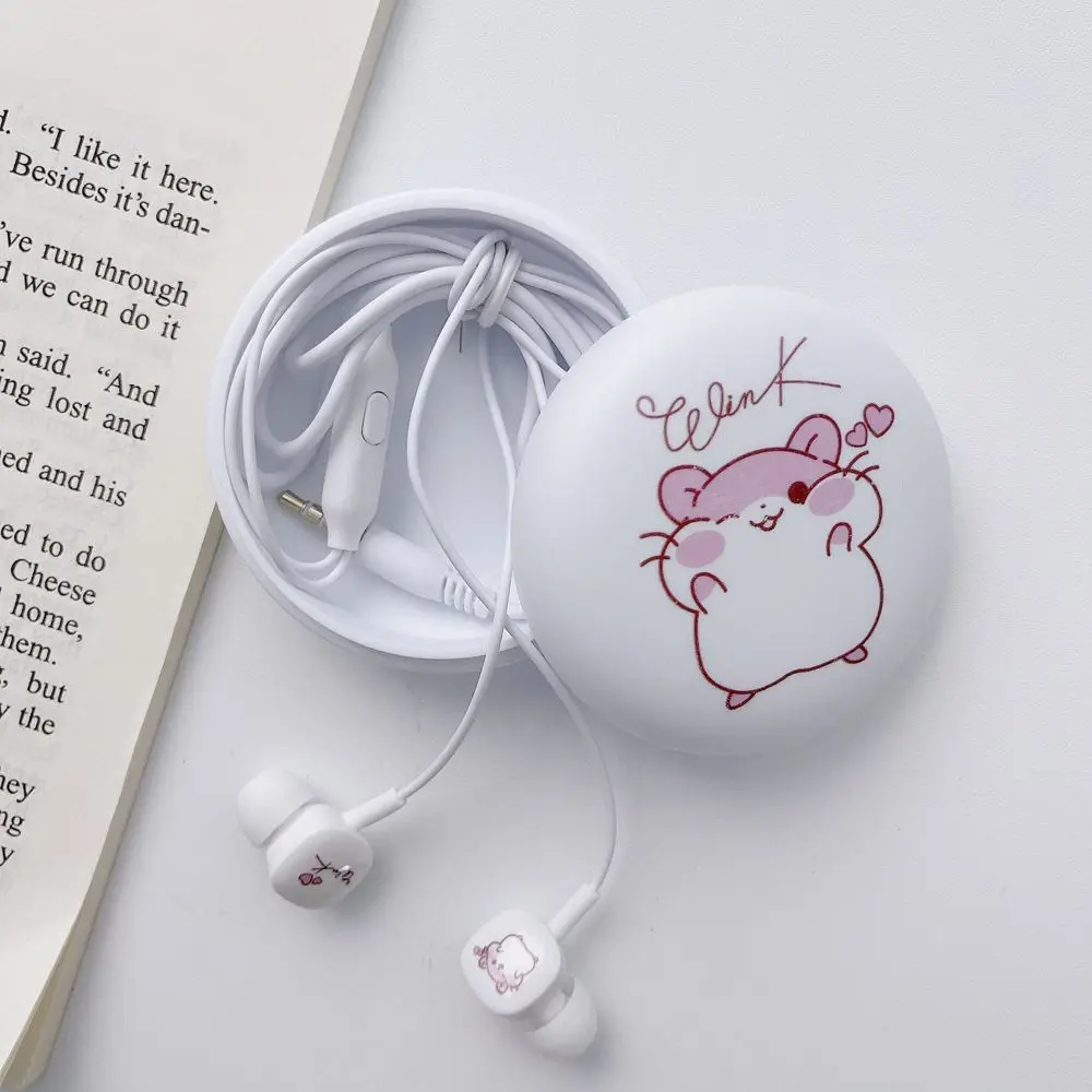 Bag Earplugs 3.5mm Earphone Case with Microphone Wired Earbuds Handfree Ear Phones On-ear Headphones Cartoon Cat Paw Headset