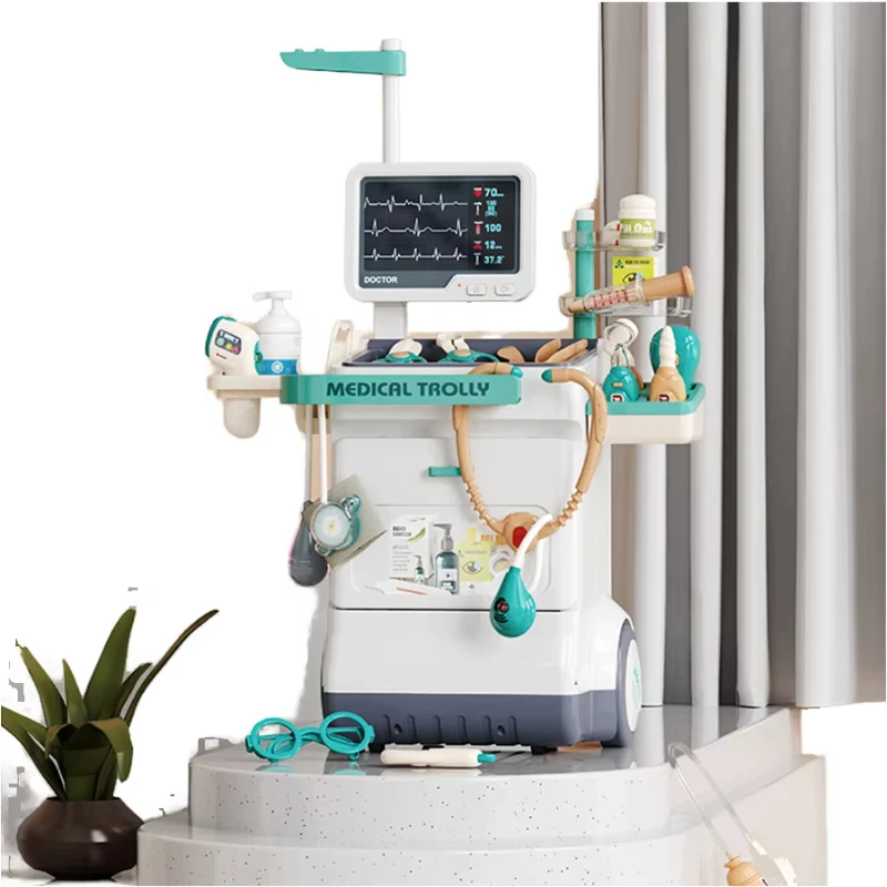 Doctor Pretend Play Medical Station Toy Medical Tool Trolley Kits Role Play Game