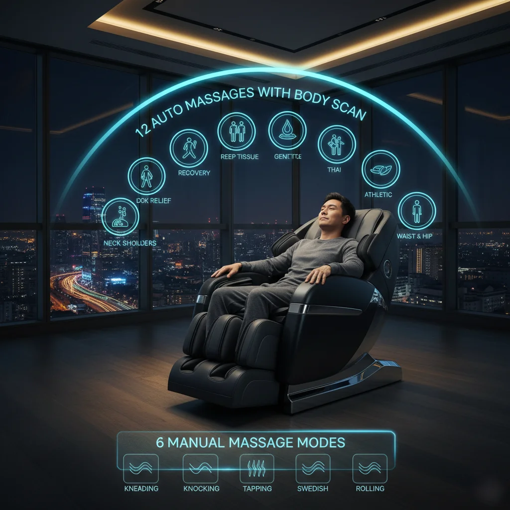 Массажное кресло Airo Luxury Full Body Shiatsu с функцией нулевой гравитации, умное, складное, портативное