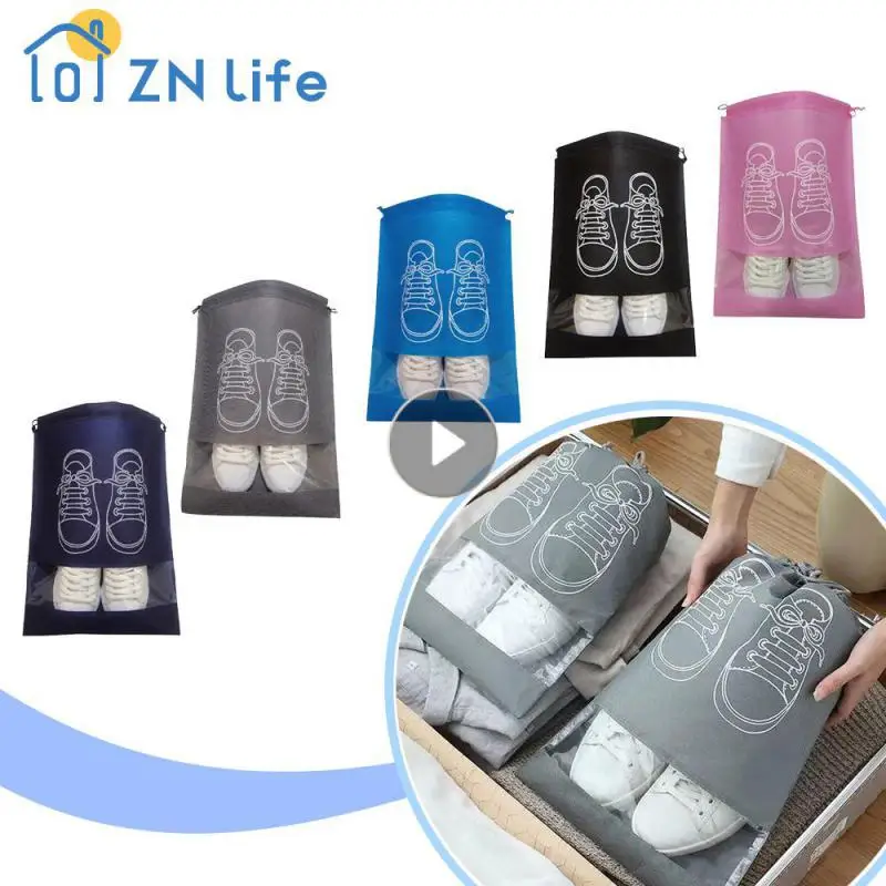 Shoe Storage Bag Non-woven Dust-proof Shoe Bag Dust Covers Non-Woven Dustproof Drawstring Clear Storage Bag Drying Shoes Protect