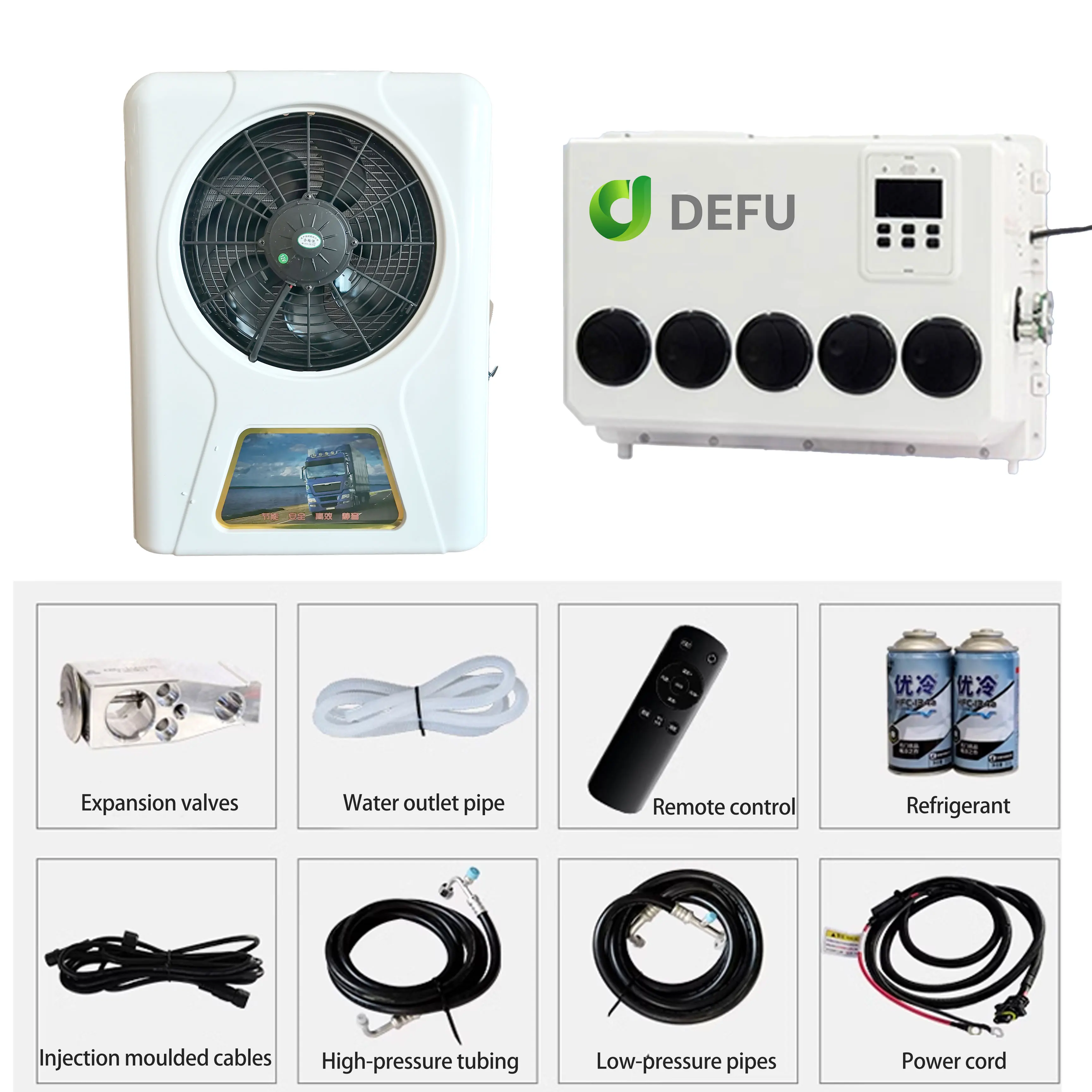 مبرد فان الحفارة 12 فولت 24 فولت شاحنة نائمة أنظمة تكييف الهواء الأخرى مكيف هواء لوقوف السيارات #4
