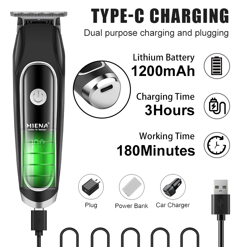 Barber Professional Cordless Trimmer hair clipper for men hair machine cutting electric barber full metal professional hair