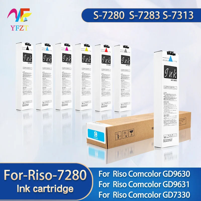 

For Riso S-7280 Black Compatible Ink Cartridge S-7281 Cyan S-7282 S-7283 7284 S-7313 Red For Riso Comcolor GD9630 GD9631 GD7330