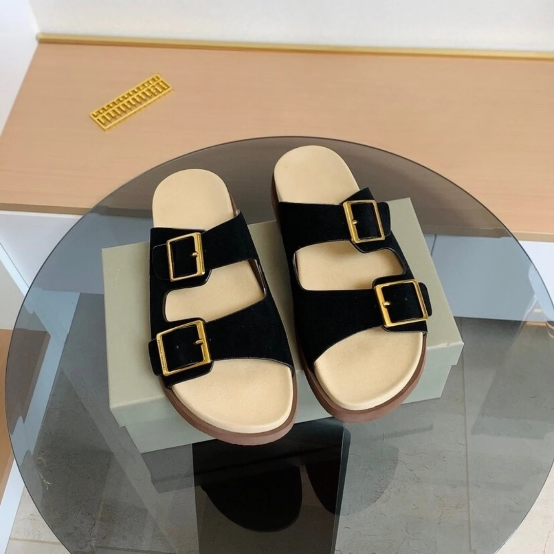 

Suede Sandals Luxury Brand Men's Shoes Handmade Leather Slides Indoor Outside Fashion Slippers Beach Garden Footwear Gifts