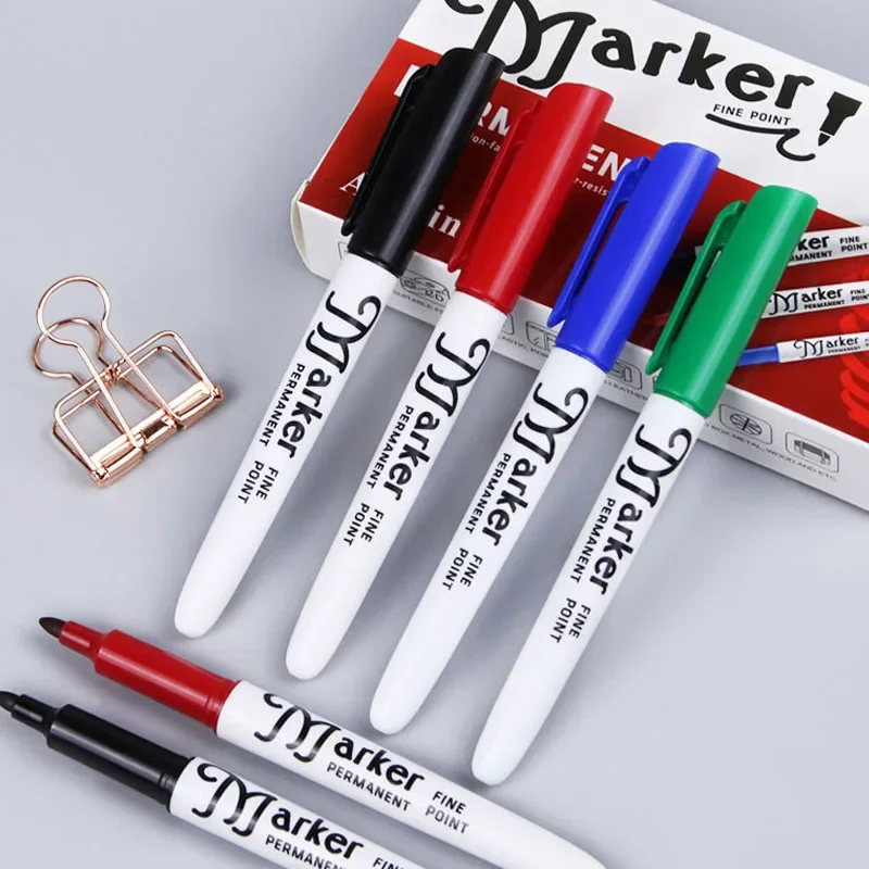 4Pcs/set Permanent Marker Indelible Waterproof Oily Pens Waterproof Markers Pen Office School Stationery