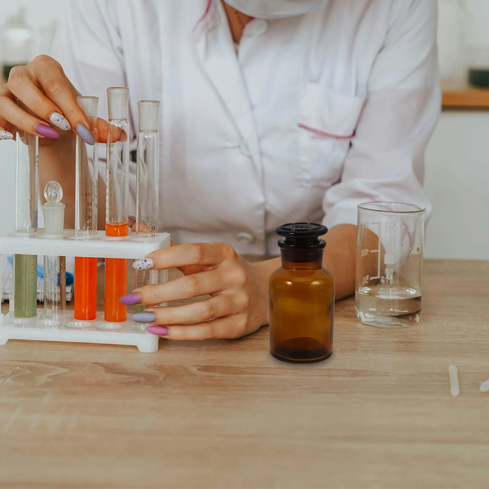 Lab Glass Reagent Bottle Amber Wide Mouth 125Ml Clear Scientific Storage Bottle Uv Protection Chemical Container