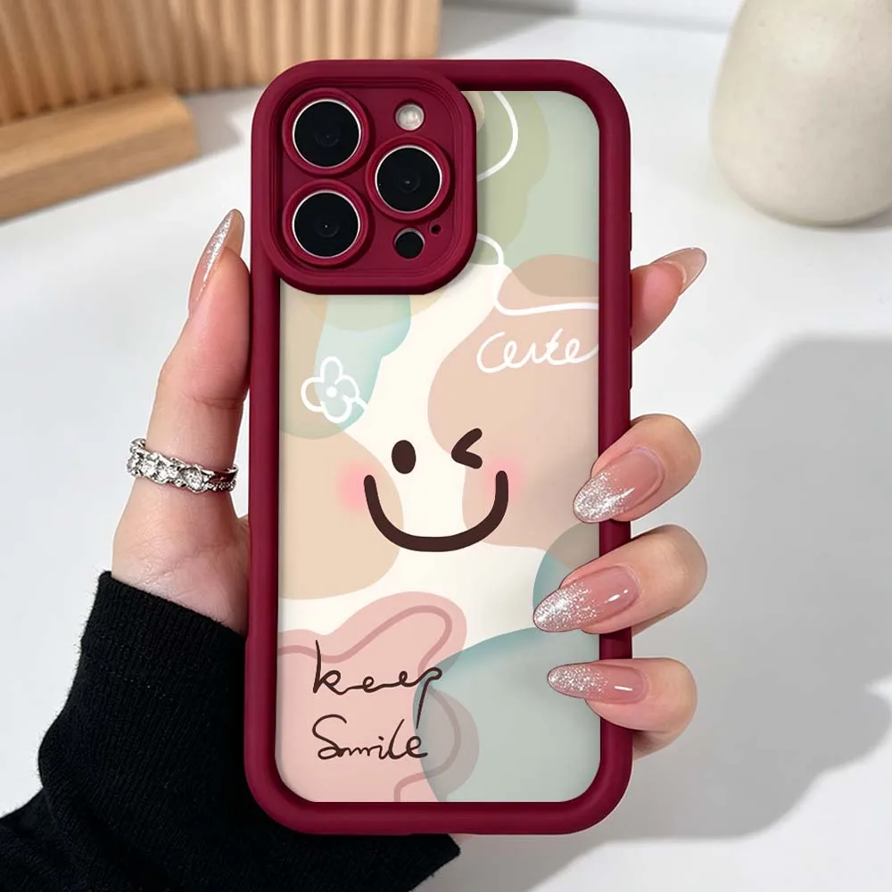 Funny Smiley Faces Pattern Cover For Apple iPhone 17 Air 16 15 14 13 12 11Mini Plus Pro Max Eye Ladder Phone Case