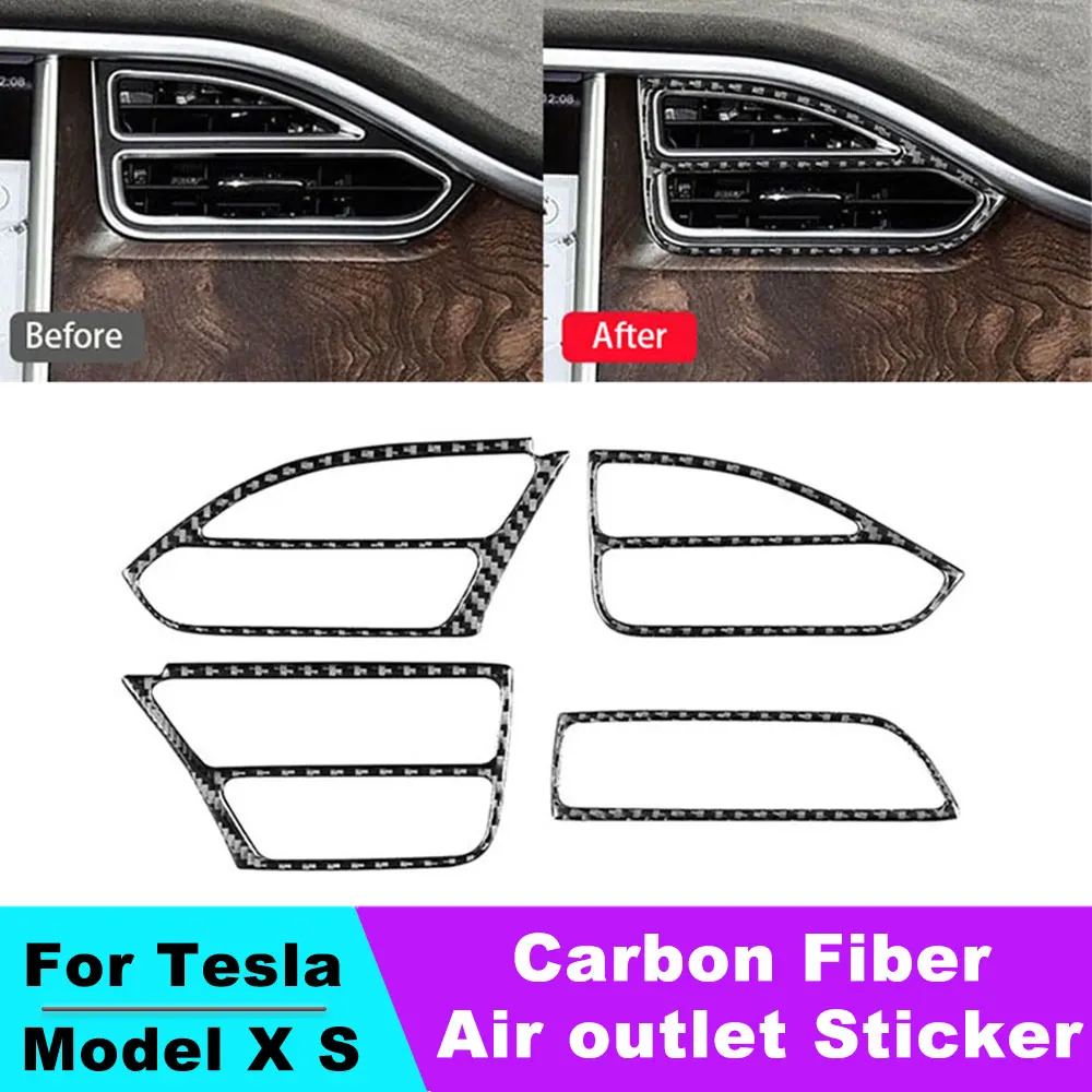 

Air outlet decorative sticker For Tesla Model X S 2012-2020 Carbon Fiber Glue Air conditioner outlet sticker 2PCS