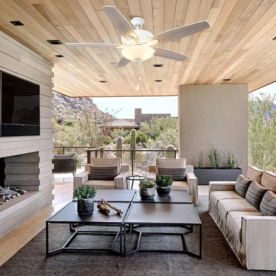 52 بوصة مروحة سقف ريفية للمزرعة مع ضوء الثريا لغرفة النوم فلوش جبل مراوح السقف في الهواء الطلق للباحات سلسلة سحب C #3