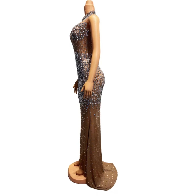 High-end Women Sexy Couture Fishtail Gown Birthday Prom Luxury Evening Gown Event Party Sparkly Rhinestone Long Dress Renyuji