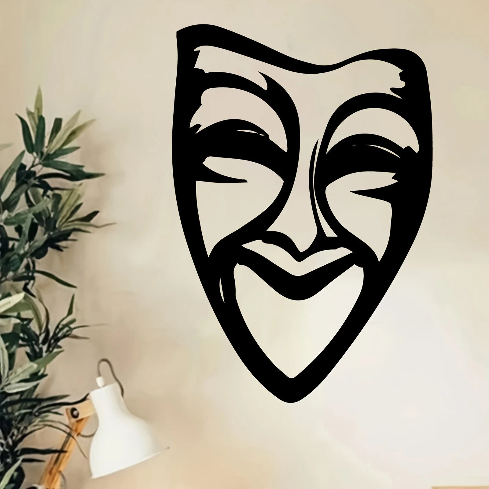 Comedy Tragedy Theater Mask Wall Sculpture Greek Drama Metal Art Iron Weather-Resistant Indoor Outdoor Home Garden Decor Gift