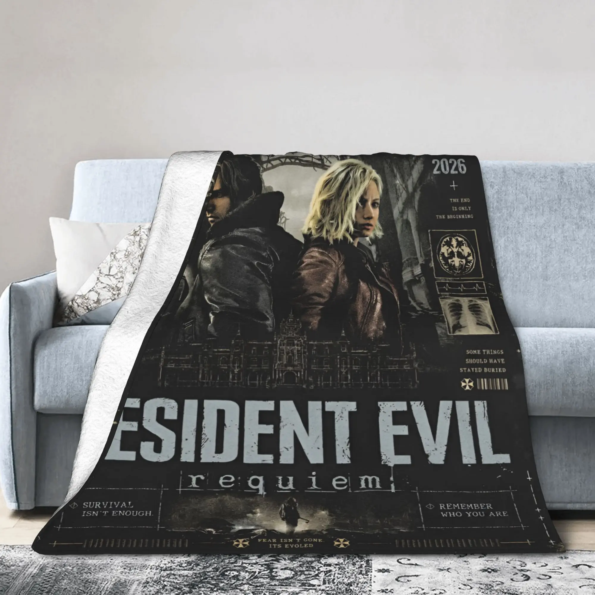 Custom Sofa Fleece R-Residents Evils 9 Throw Blanket Warm Flannel Horror Game Blankets for Bedding Office Couch Bedspreads