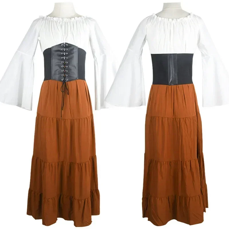 CosplayRobe de princesa corsé à manches longues pour femmes, bata renacentista medieval europea, olympiques de cosplay