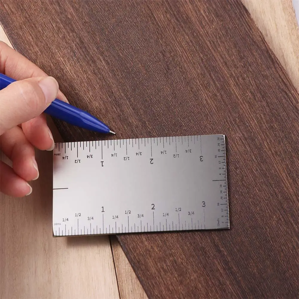 

Versatile Matte 3inch Pocket Ruler Precision with Graduations Square Edge Ruler Multifunctional Finish Woodworking Ruler DIY