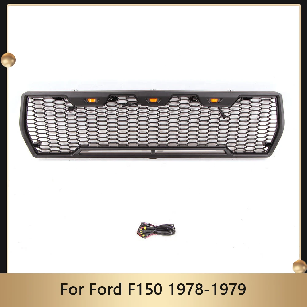 Truck Parts Front Bumepr Grill Mesh Grille W/LED Other Exterior Accessoriesabs ABS Car Racing Grill Fit For Ford F150 1978 1979