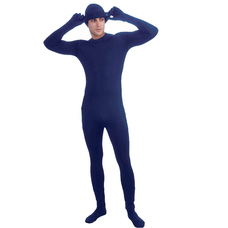 New Arrival Blue Invisible Man Carnaval Halloween Fancy Dress Up Zentai Skin Suit Green Disappearing Men Adult Costume view 4