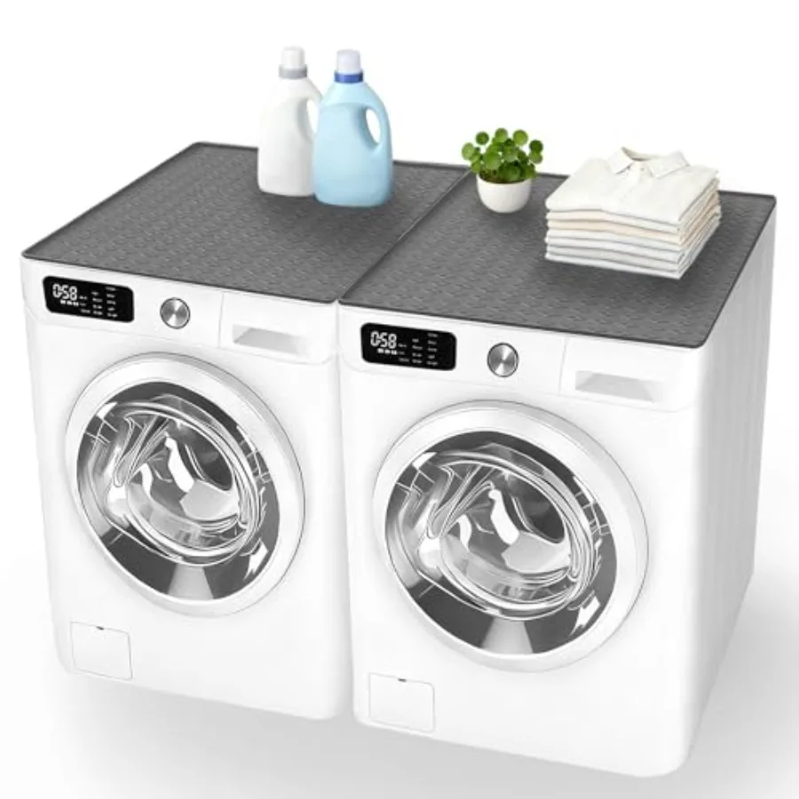 حصيرة حماية علوية للغسالة والمجفف 2 قطعة 25.6 بوصة × 23.6 بوصة وسادة غبار من السيليكون غير قابلة للانزلاق ومقاومة للحرارة ومضادة للتسرب لـ L