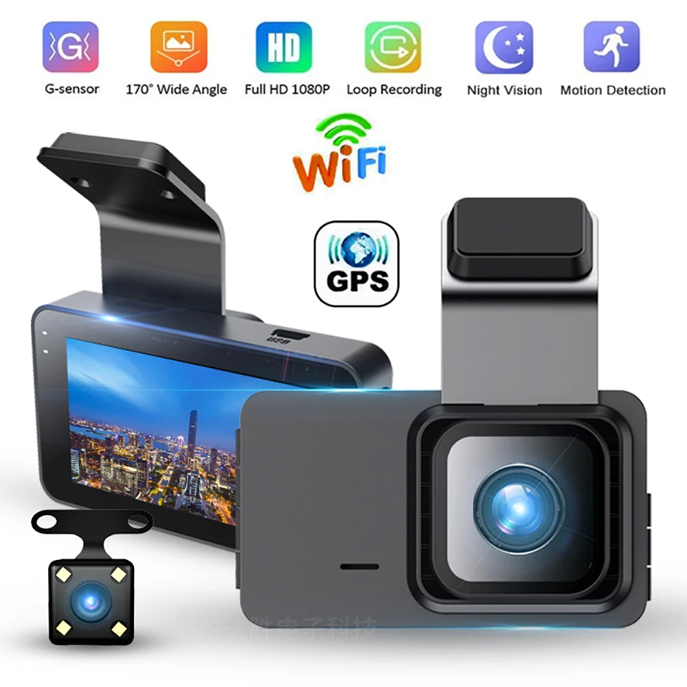 Car DVR 1080P Full HD Car Video Recorder Rear View Car Camera Dual Lens GPS WiFi Dash Cam Night Vision Parking Monitor Black Box