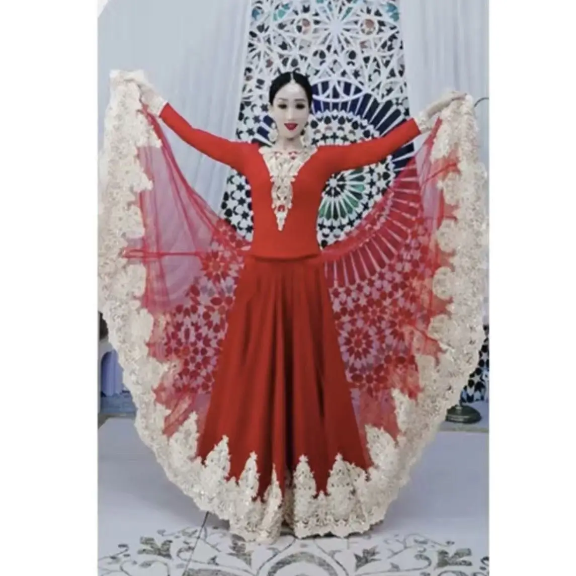 B199 Indian Xinjiang Exotic Dance Performance with Large Display, Elegant and Slim Ethnic Style 720 New Half Skirt Women's Wear