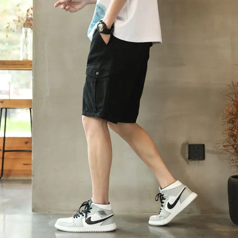Pocket Workwear Men Summer Five-point American Straight-tight Trendy Thin Loose Casual Shorts