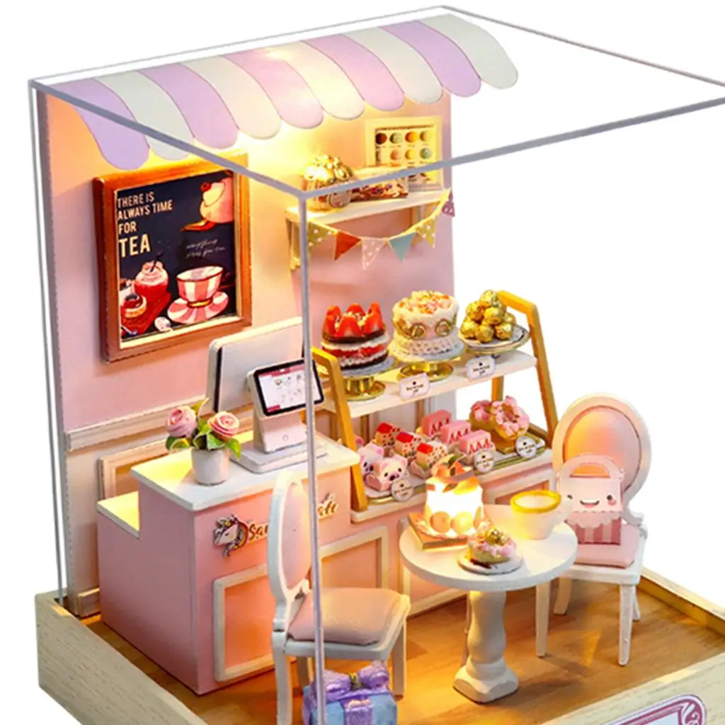 ミニ木製ドールハウス 家具付き コテージ構築キット ホームデコレーション ギフト