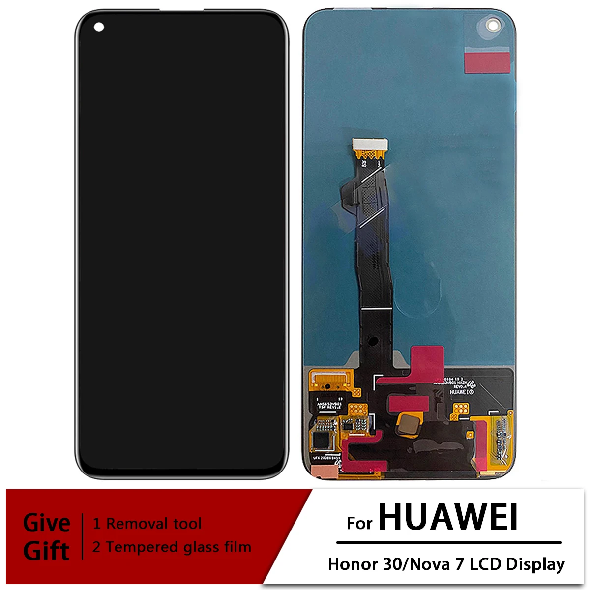 

Super AMOLED For Huawei Nova 7 5G JEF-NX9 JEF-AN20/Honor 30 BMH-AN10 Full LCD Display Screen Touch Digitizer Assembly with Frame