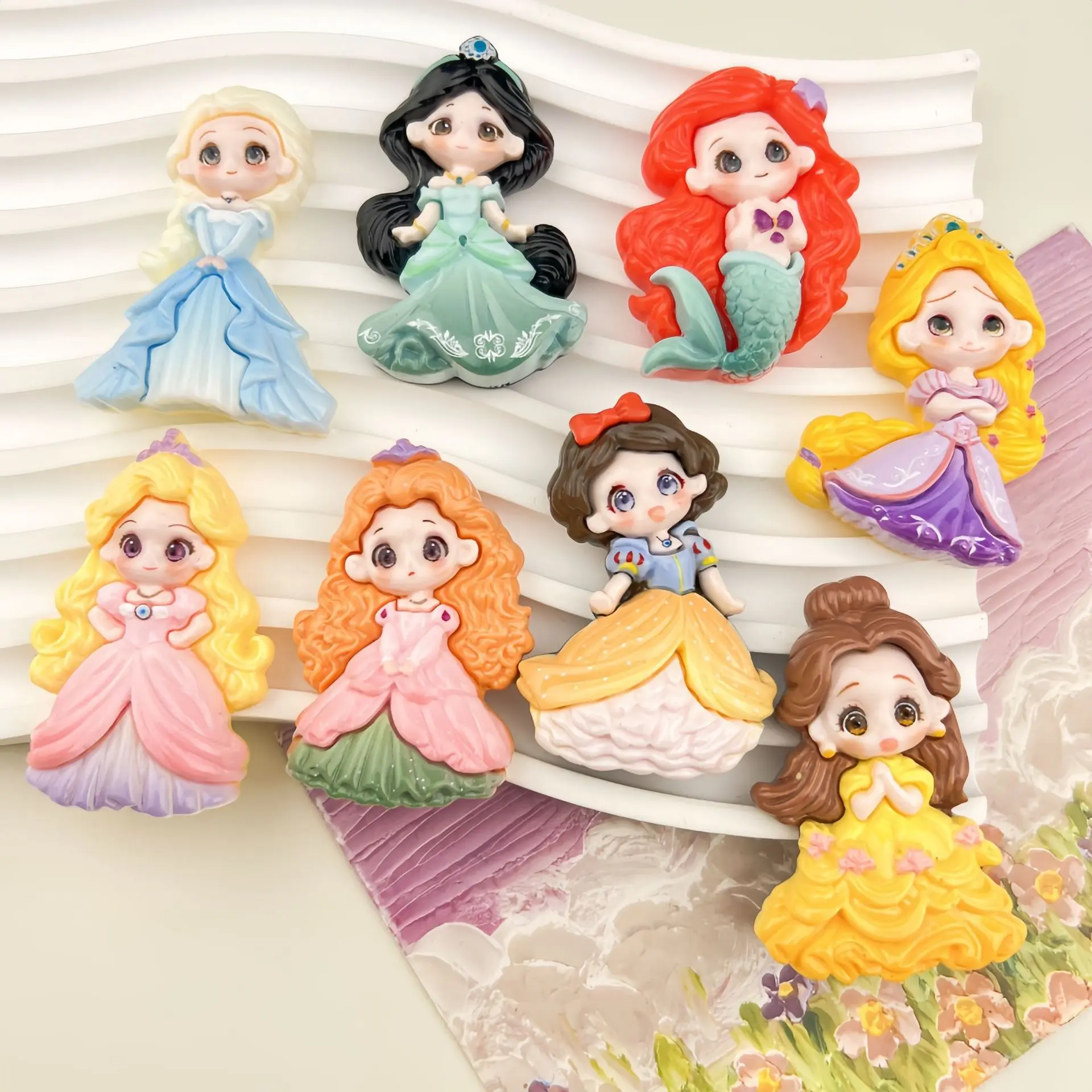 2 pezzi di grande carta Disney Princess cabochon in resina con retro piatto accessori in resina fai da te adesivo portachiavi materiale forniture artigianali