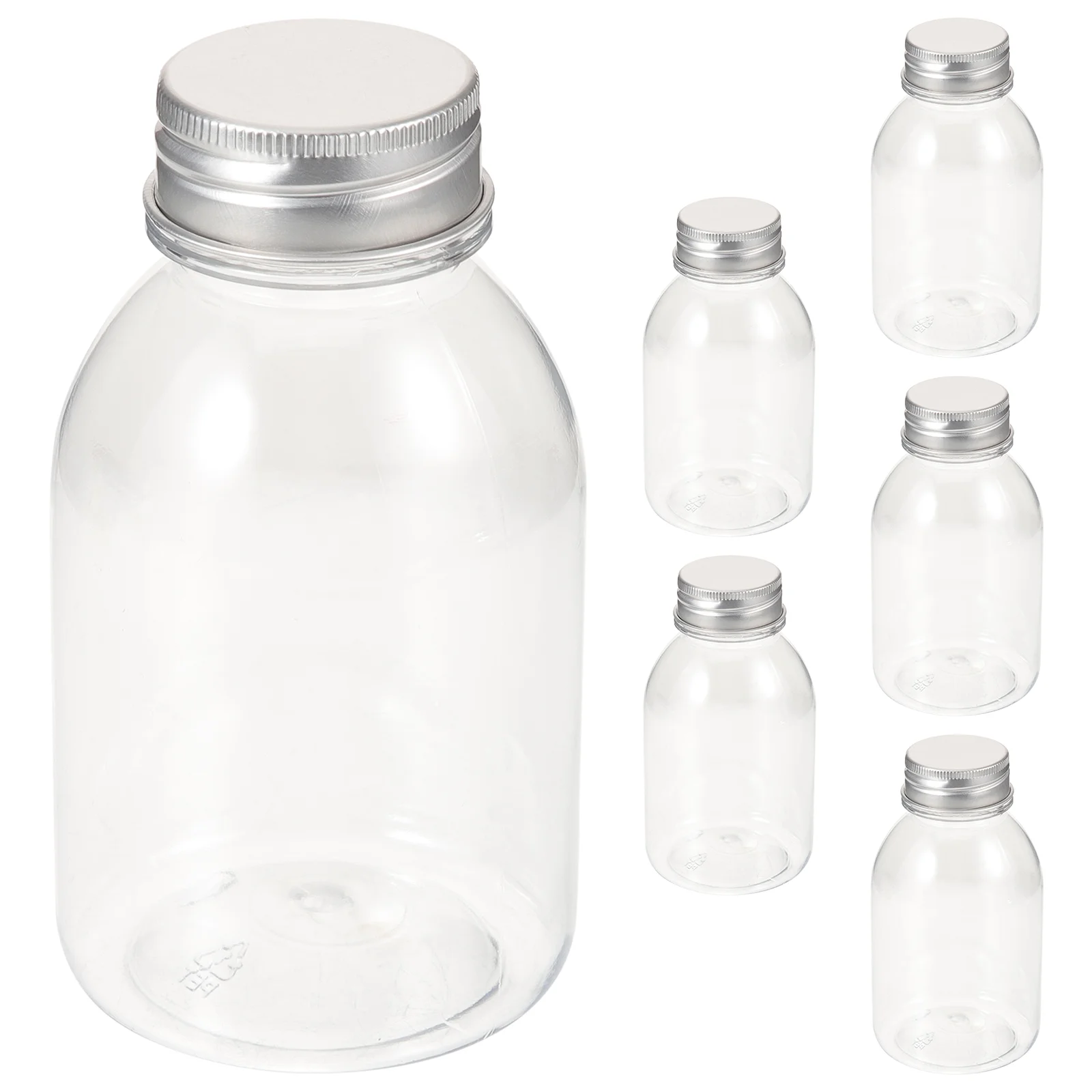 

6 Pcs 250ml Transparent Milk Bottle Beverage 6pcs (with Aluminum Cap) Reusable Bottles Sand Plastic Juice Water