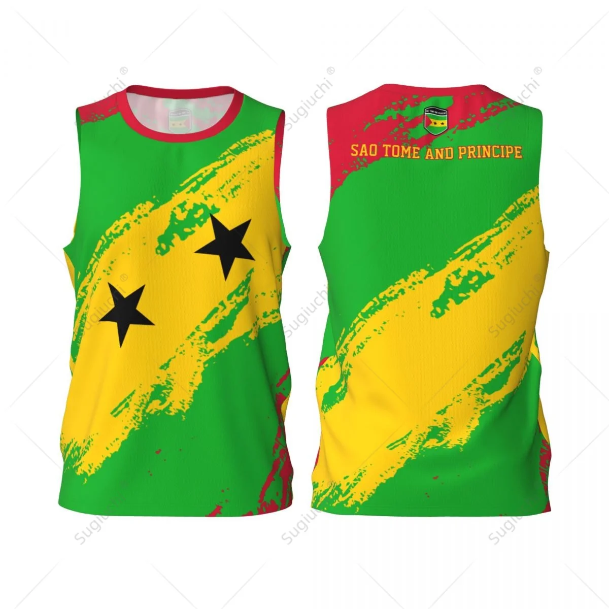 Camiseta sin mangas multifunción para hombre, deportes de baloncesto, bandera de Sao Tome y Principe, para correr, fitness, nombre personalizado, Nunber
