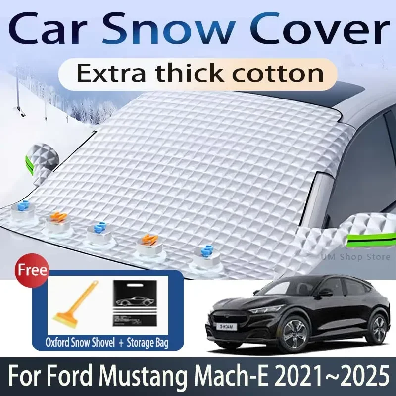 Car Cover For Ford Mustang Mach-E 2021~2025 Front Windshield Snow Ice Shield Protector Window Shade Cover Exterior Accessorie