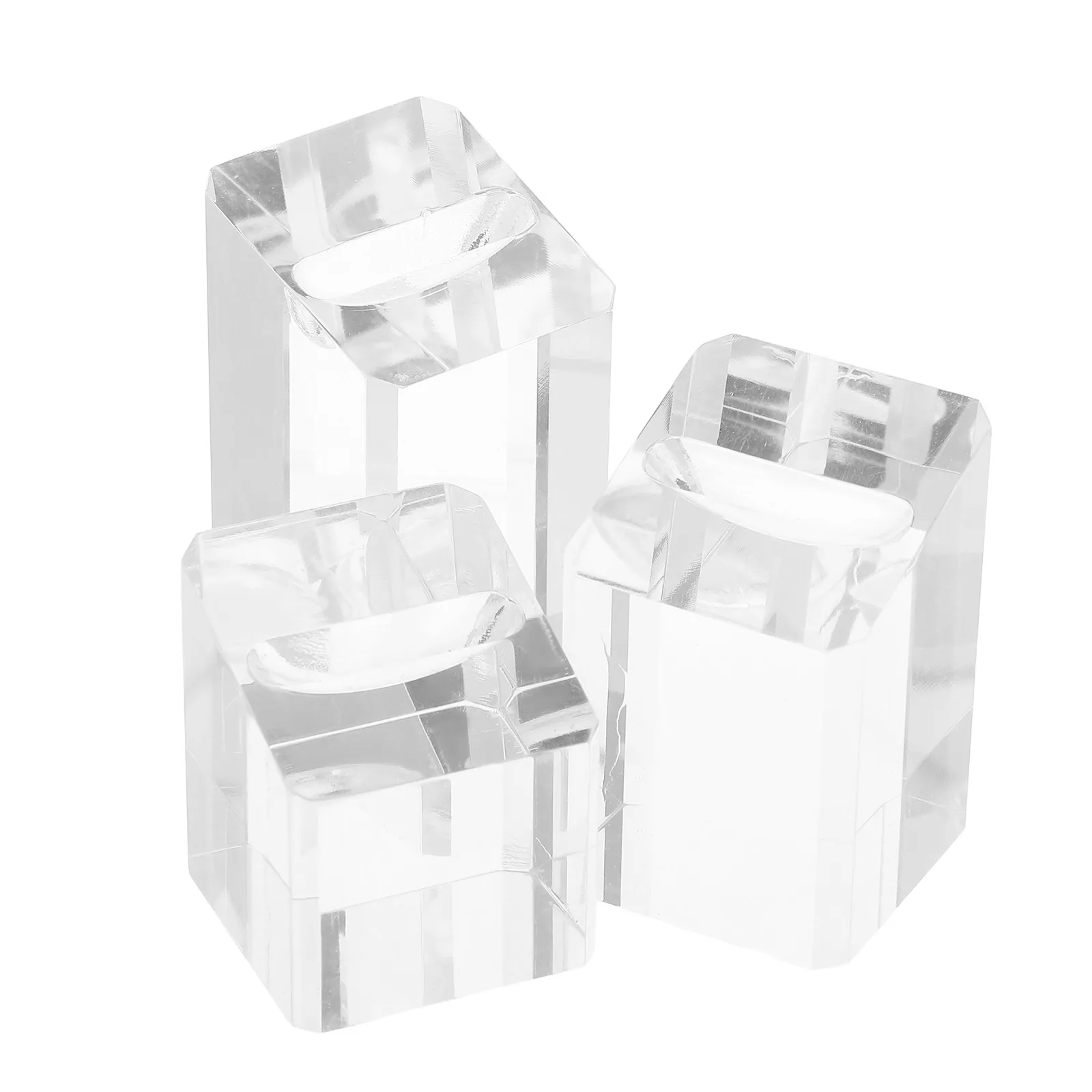 

3Pcs Ring Display Stand Clear Acrylic Ring Organizer Holder Stable Base Transparent Jewelry Display for Vendors Exhibition Photo