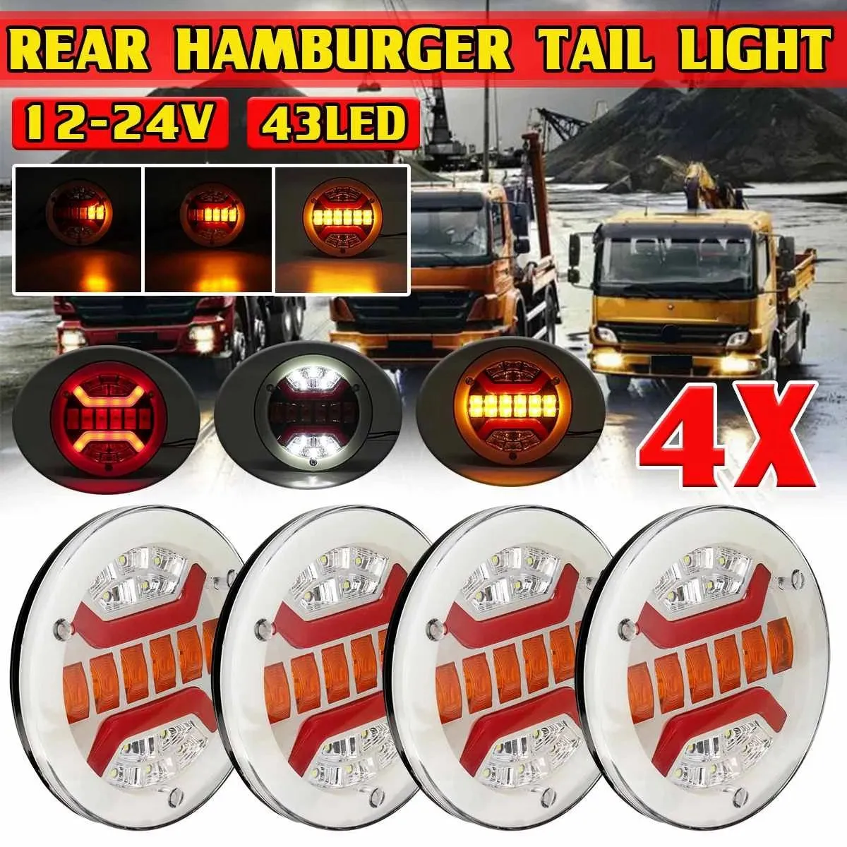 Truck Trailer 43 LED Rear Tail Light for Truck Lorry Van Caravan Camper Taillights Brake Stop Lamp Turn Signal Indicator