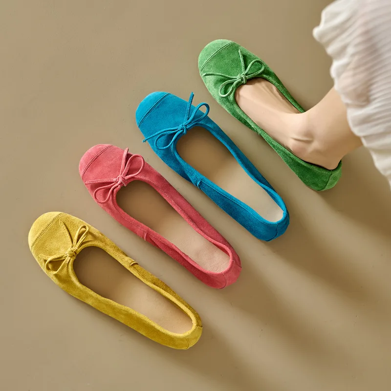 

2025 New Female Shallow Women Ballet Flats Dance Shoes With Low Heel Footwear Fashion Round Toe Ladies Flats Slip On Shoes