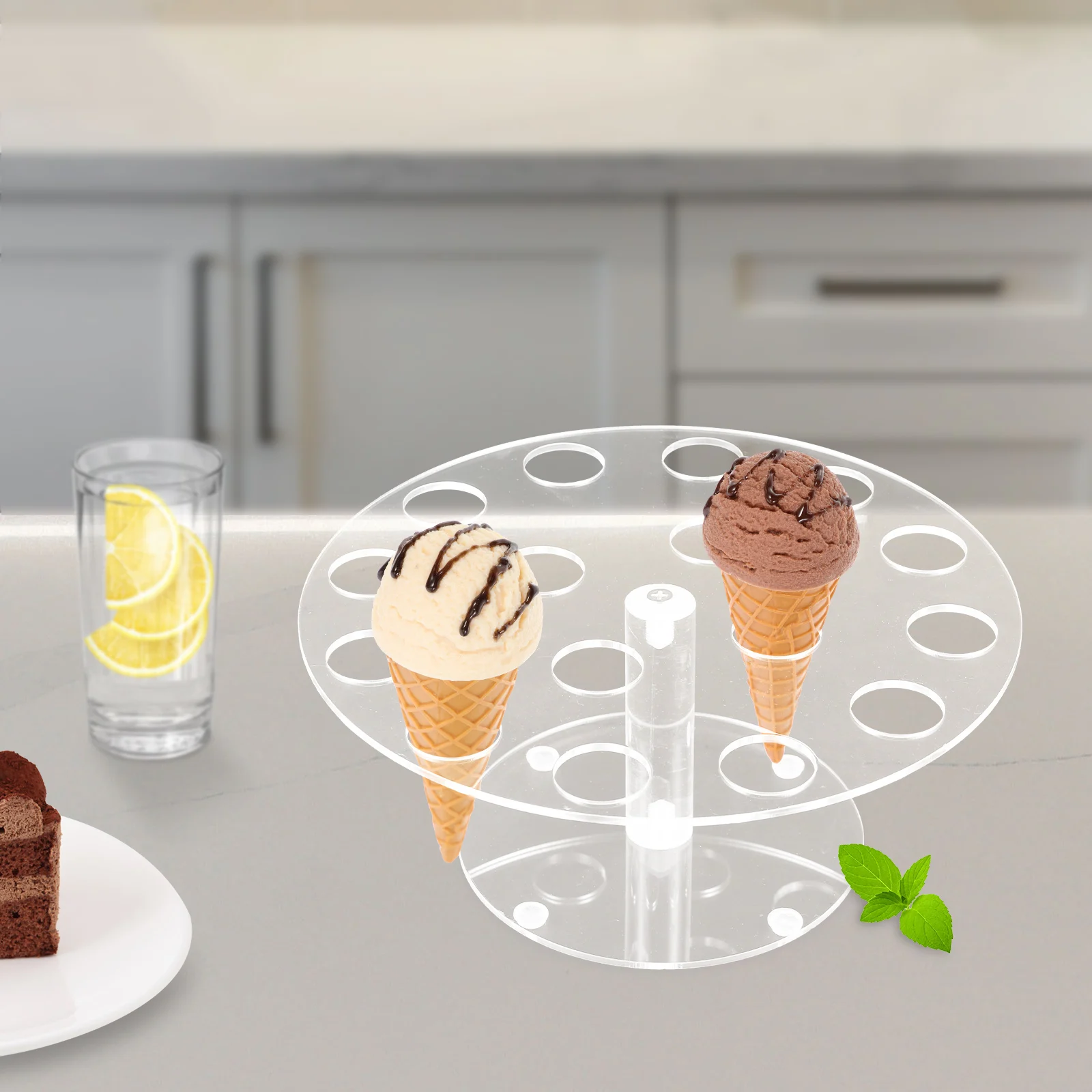 

1 Set Transparent Ice Cream Display Rack Ice-Cream Cone Sushi Roll Storage Stand Multi-Functional Sturdy Acrylic Sushi Holder