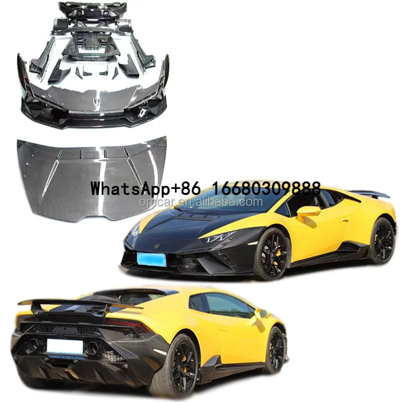 Car Accessories Tecnica Dry Carbon Fiber Body Kit Front Rear Bumper Spoiler Engine Hood For Lambor Huracan Evo LP610 Side Skirts