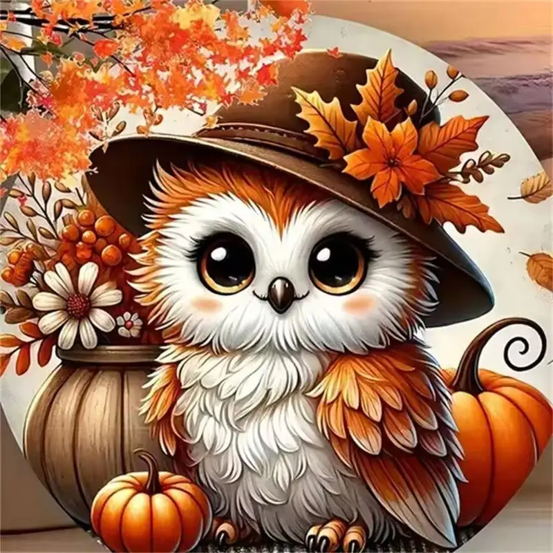 

GATYZTORY 5D DIY Diamond Painting Pumpkin owl Cross Stitch Mosaic Diamond Embroidery Scenery Crafts Kit Home Decoration