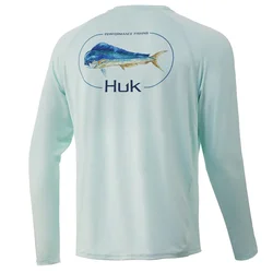 HUK Fishing Shirt Uv Protection MEN Custom Fishing Clothing Quick Drying Sun Long Sleeve Tops Wear Anti-UV UPF 50 Fishing Jersey