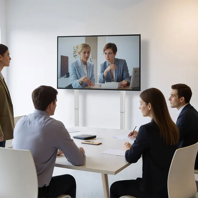 STLF عربة تلفاز معدنية كهربائية فائقة الجودة 65 "-100" عربة تلفاز LCD بيضاء لوحة مسطحة حامل عربة بلازما مع جهاز تحكم عن بعد