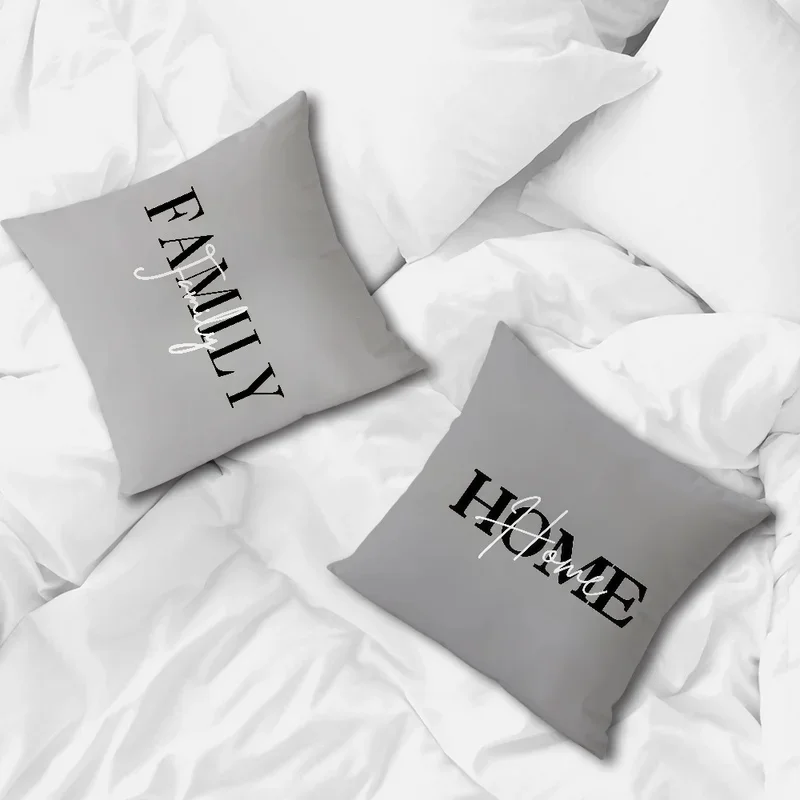 Flower Pattern Love Comfortable Soft Pillow Case White for Sofa Living Room Home Office Decor Gray Geometry Protective Covers - view 5