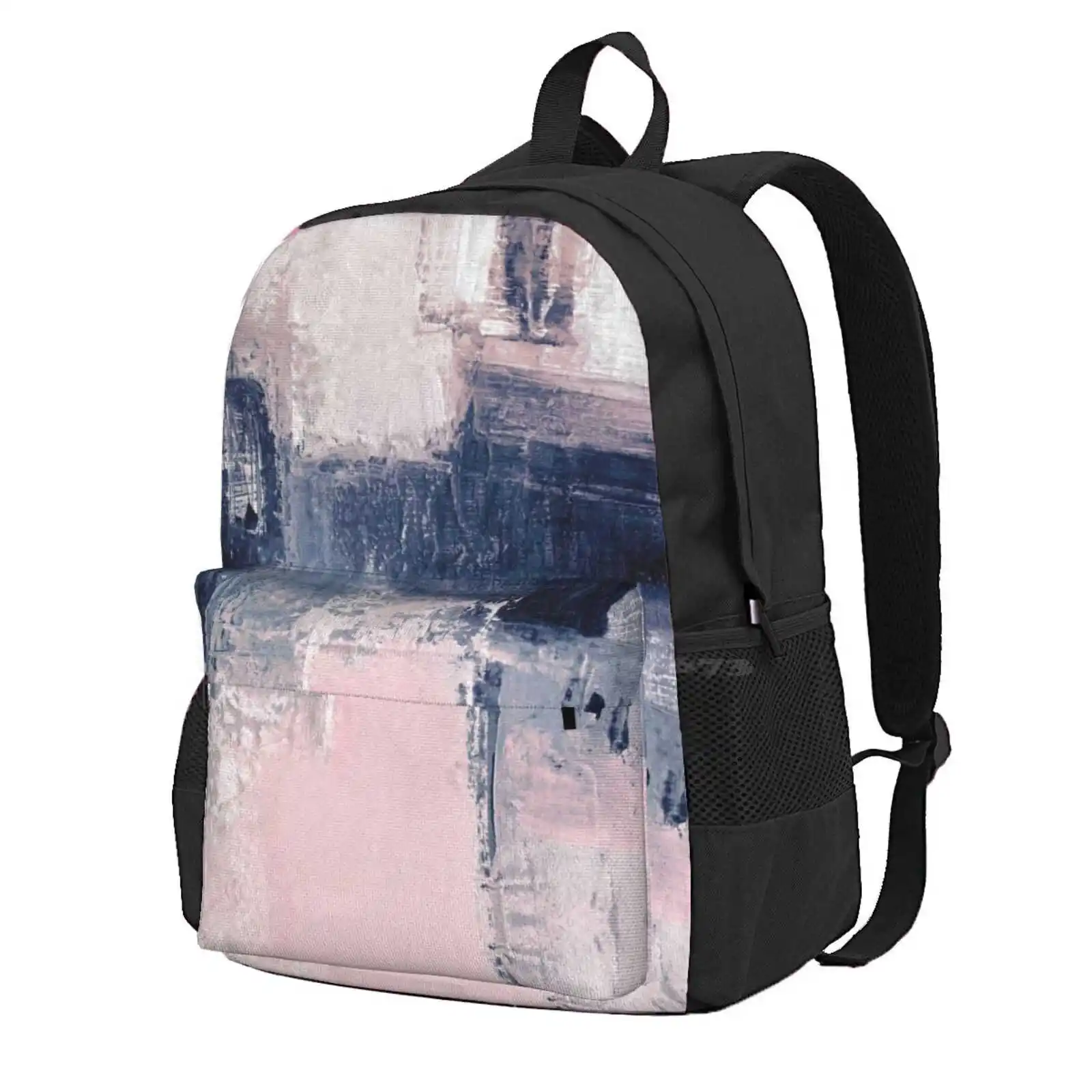 Pink And Navy 2 Hot Sale Schoolbag Backpack Fashion Bags Pink Navy Blue Triptych Set Of 3 Abstract Large Digital Download